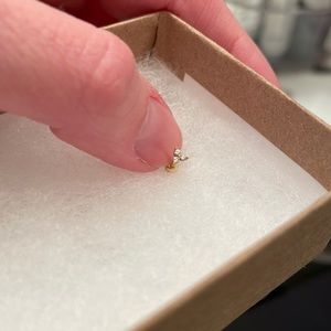 Teeny tiny trinity three stone ball back earring